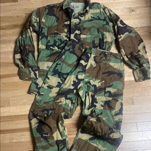 Green and Brown Military Field Jacket and Pants Durable Cotton Blend